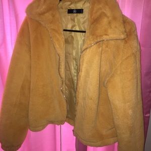 Missguided Mustard Faux Fur Bomber Jacket